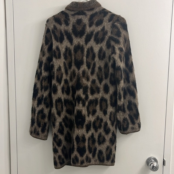 Cheetah Print Icelandic Wool Cardigan Jacket - Picture 4 of 6